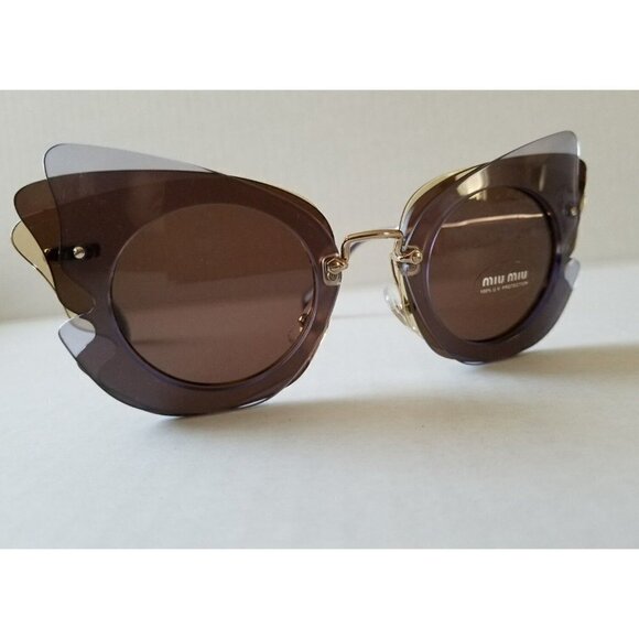 NEW AUTH MIU MIU CAT EYE LILAC YELLOW BROWN LENCES SUNGLASSES 0MU 02SS  ITALY - Picture 5 of 8